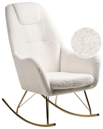 Beliani Mecedora boucl&eacute; blanco crema