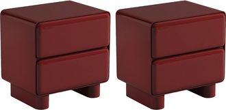 Vente-Unique Conjunto de 2 mesitas de noche con 2 cajones - MDF - Burdeos lacado - AUNELA