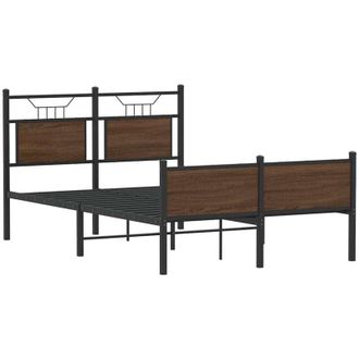 vidaXL Estructura De Cama Sin Colch&oacute;n Madera Marr&oacute;n Roble 120x190 Cm Vidaxl