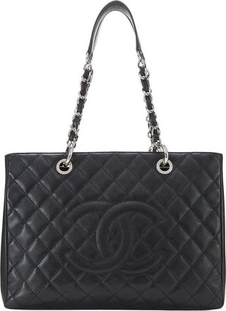 Chanel Black Quilted Caviar Leather Grand Shopping Tote (Gst) (Authentic Pre-Loved)