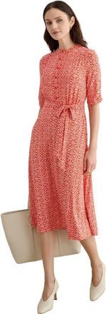 Hobbs London Cathy 3/4 Sleeve Jersey Midi Dress in Red Ivory at Nordstrom, Size 12