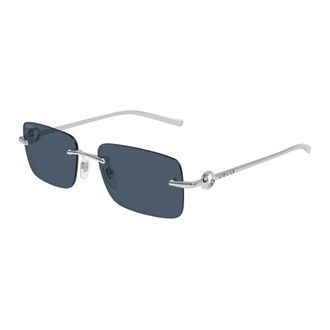 Gucci Rechthoekige Zonnebril - Heren - Zonnebrillen - Grijs - 55 MM - Nylon - Accessoires