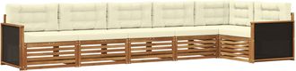 vidaXL Conjunto De Sof&aacute;s De Exterior 6 Uds. Natural Y Crema Poli&eacute;ster Vidaxl