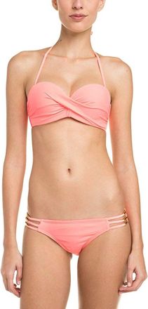 PQ Swim Womens Tab Side Strap Hipster Bikini Bottom In Coral