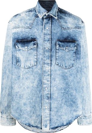 VTMNTS acid-wash denim shirt - men - Cotton - L - Blue