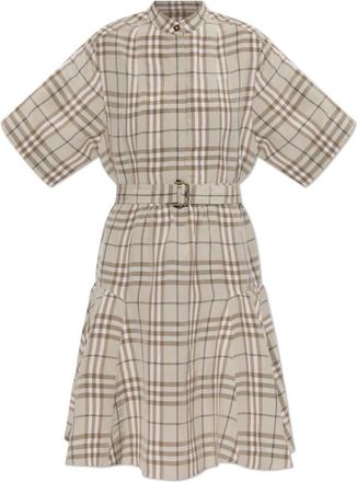 Burberry The Jean Dress - Dames - Korte kleedjes - Bruin - 2XS - Linnen - Kleedjes
