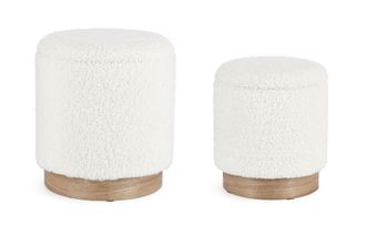 Konte Design Lote de 2 pufs de almacenaje teddy en madera de fresno y blanco