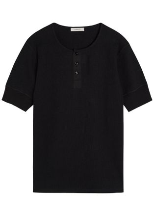 Christophe Lemaire Ribbed Cotton-blend Henley T-shirt - Black - XL