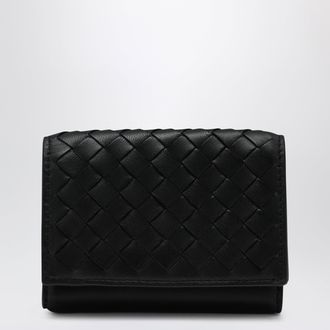 Bottega Veneta Black Intrecciato tri-fold wallet