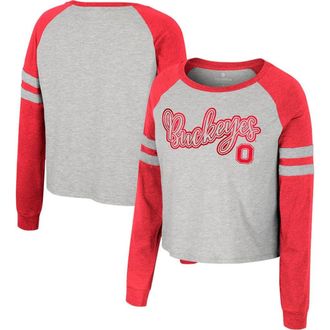 Colosseum Womens Colosseum Heather Gray Ohio State Buckeyes Im Gliding Here Raglan Long Sleeve Cropped T-Shirt at Nordstrom, Size X-Large
