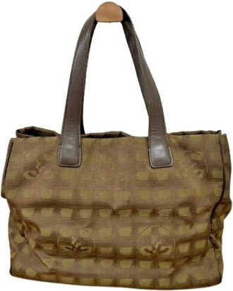 Chanel New Travel Line Khaki Nylon Tote Bag (Pre-Owned)
