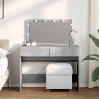 Berkfield Home Dressing Table with LED Concrete Grey 100x40x120 cm | Size: 100 x 40 x 120 cm