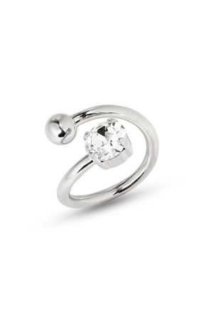 Justine Clenquet Maisie Crystal Open Ring in Palladium at Nordstrom