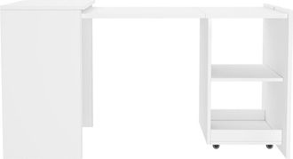 Urban Meuble Escritorio blanco extensible con almacenaje y ruedas