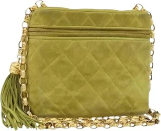 Chanel Pre-owned Cross Body Bags, female, Green, Size: ONE SIZE Pre-owned Vintage Suede Shoulder Bag