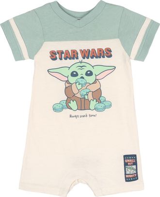 Star Wars The Mandalorian Grogu Athletic One Piece Romper in Sage Cream Grogu at Nordstrom, Size 3-6M