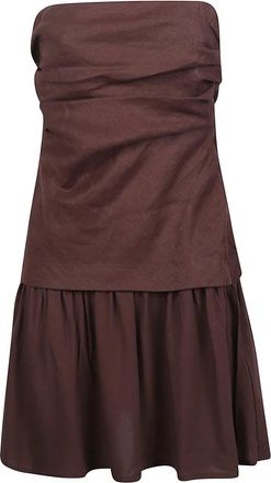 Faithfull The Brand Hedy Mini Jurk - Dames - Korte kleedjes - Bruin - 2XS - Linnen - Kleedjes