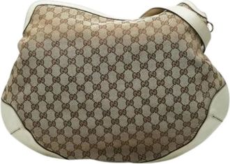 Gucci Pre-owned Shoulder Bags, female, Beige, Size: ONE SIZE Pre-owned Vintage Canvas Shoulder Bag