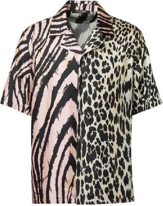 Roberto Cavalli Animal Print Silk Shirt, Brand Size 46 ( US Size 36 )