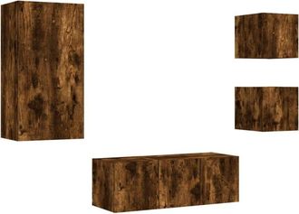 vidaXL Vidaxl - 5 Piece tv Wall Units with led Smoked Oak Engineered Wood