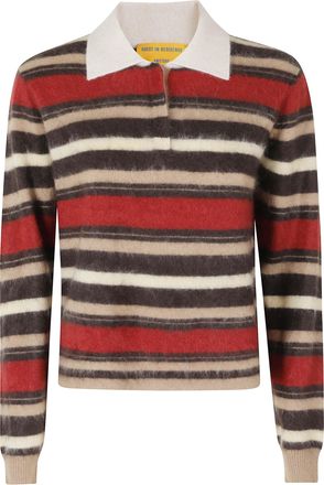 Guest In Residence Brown Grizzly Cropped Rugby Cashmere Polo Shirt