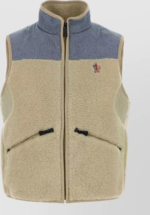 Moncler teddy vest sleeveless high collar contrast