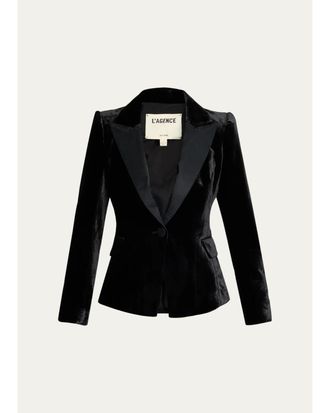 L'agence Philippa Strong-Shoulder Tuxedo Blazer