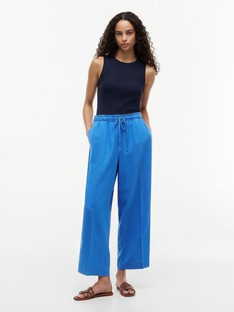 Tommy Hilfiger Womens Lightweight Linen-Blend Pull-On Pant - Siren Blue - XS