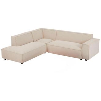 Vente-Unique Pascal Morabito - Divano in Velluto a coste Beige - Angolo a sinistra - borore di