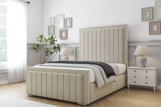 Comfort Beds Arizona Plush Bed Frame With Mattress-50 Upholstered in Cream | Size: Single