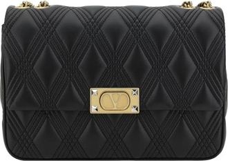 Valentino Garavani Black Nappa Leather Large Quiltie 67 Shoulder Bag