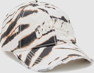 Ganni Casquette Printed Zebra Washed Egret