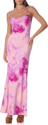 AFRM Kim Snakeskin Print Maxi Dress and Scarf Set in Lavendar Snake at Nordstrom, Size X-Large