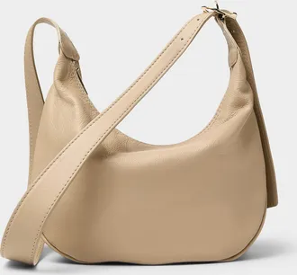 Simons Womens Textured-leather half-moon crossbody bag Exclusive collection from Italy