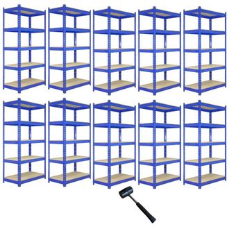 MonsterShop 10 x Q-Rax Blue Metal Racking Units 120 x 50 x 180cm | Size: 120 x 50 x 180 cm