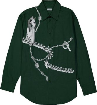 Burberry Knight Hardware Printed Cotton Shirt, Size XX-Large