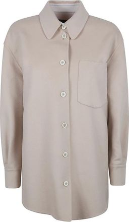 Fabiana Filippi Lange blouse van dubbele wol - Dames - Overhemden - Beige - S - Wol - Overhemden