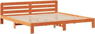 vidaXL Vidaxl - Cama Sin Colch&oacute;n Madera Maciza De Pino Marr&oacute;n Cera 200x200 Cm