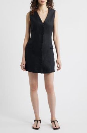 Faithfull The Brand Eloise Linen Minidress in Black at Nordstrom Rack, Size Medium
