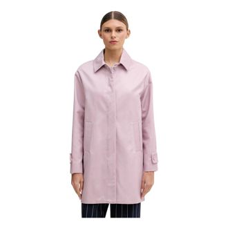 Benetton Jassen, Dames, Roze, S, Katoen, Midi Duster Jas met Kraag