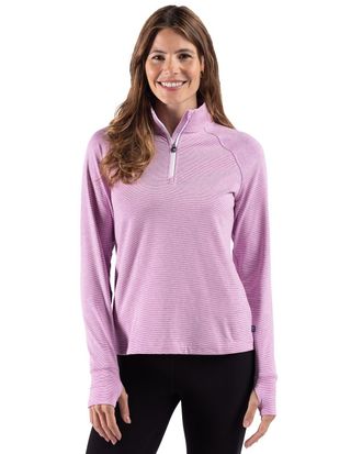 Cutter & Buck Adapt Recycled Soft Knit Stripe Womens Quarter Zip Pullover