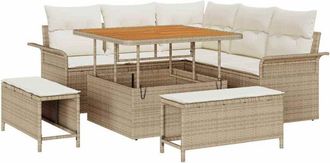 vidaXL Conjunto De Sof&aacute; De Jard&iacute;n 8 Pcs Beige Rat&aacute;n Sint&eacute;tico Vidaxl