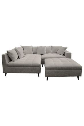 MID.YOU Mid.you Ecksofa inkl. Hocker, Dunkelgrau, Textil, Birke, F&uuml;llung: Schaumstoffflocken,Schaumstoffflocken, Ottomane links, L-Form, 247x174 cm, Made in E