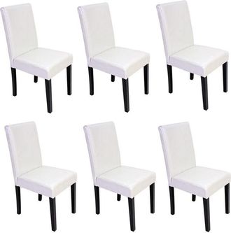 Hhg Hhg - Nunca Usado] Lote De 6 Sillas De Comedor Silla De Cocina Littau, Polipiel, Blanca, Patas Oscuras