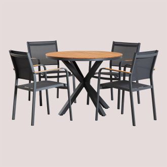 Sklum Set De Mesa Redonda (&oslash;100 Cm) Y 4 Sillas De Jard&iacute;n Archer Sklum