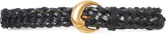 Etro Woven Leather Belt With Gold Buckle
