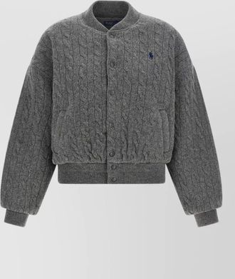 Polo Ralph Lauren wool cashmere braided knit bomber jacket