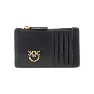 長財布 PINKO Woman Wallet Black 100250A0F1 Z99Q Portafoglio in pelle nero con logo PINKO 100250A0F1 Z99Q