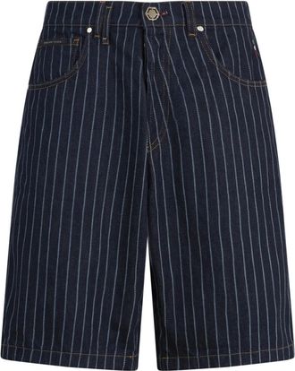 Philipp Plein Denim Shorts Pinstripe - Heren - Denim shorts - Blauw - W34 - Denim - Korte Broeken