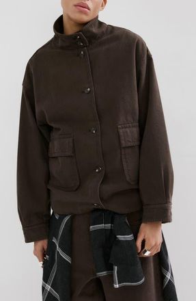 Mango Eugenie Cotton Twill Jacket in Chocolate at Nordstrom, Size X-Small